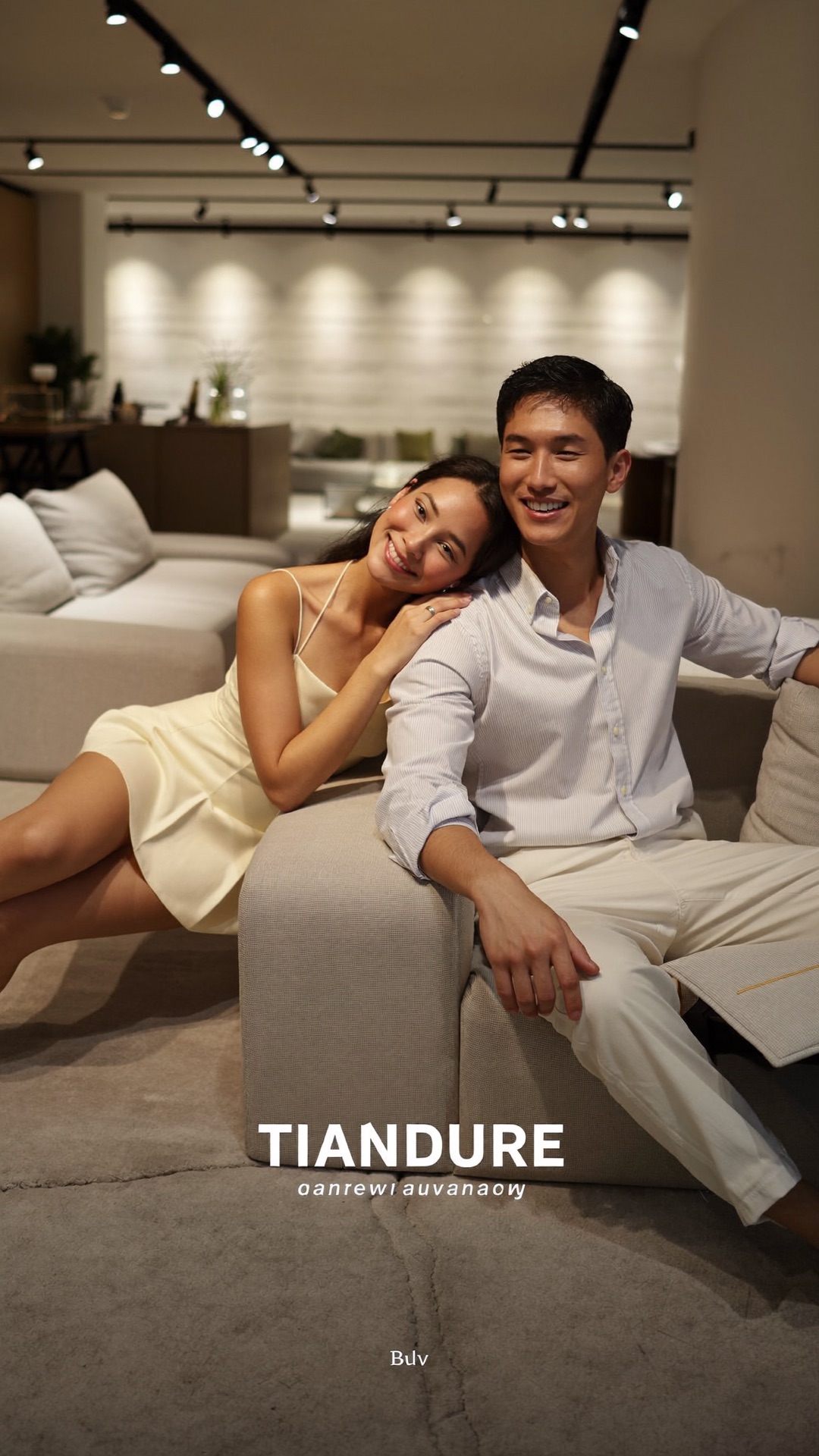 A couple relaxing on a premium sofa at the Nova Furnishing showroom